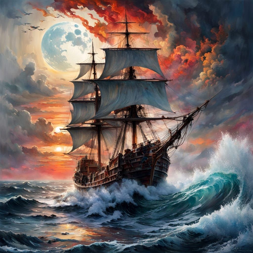 Moonlit Voyager: Stormy Horizon