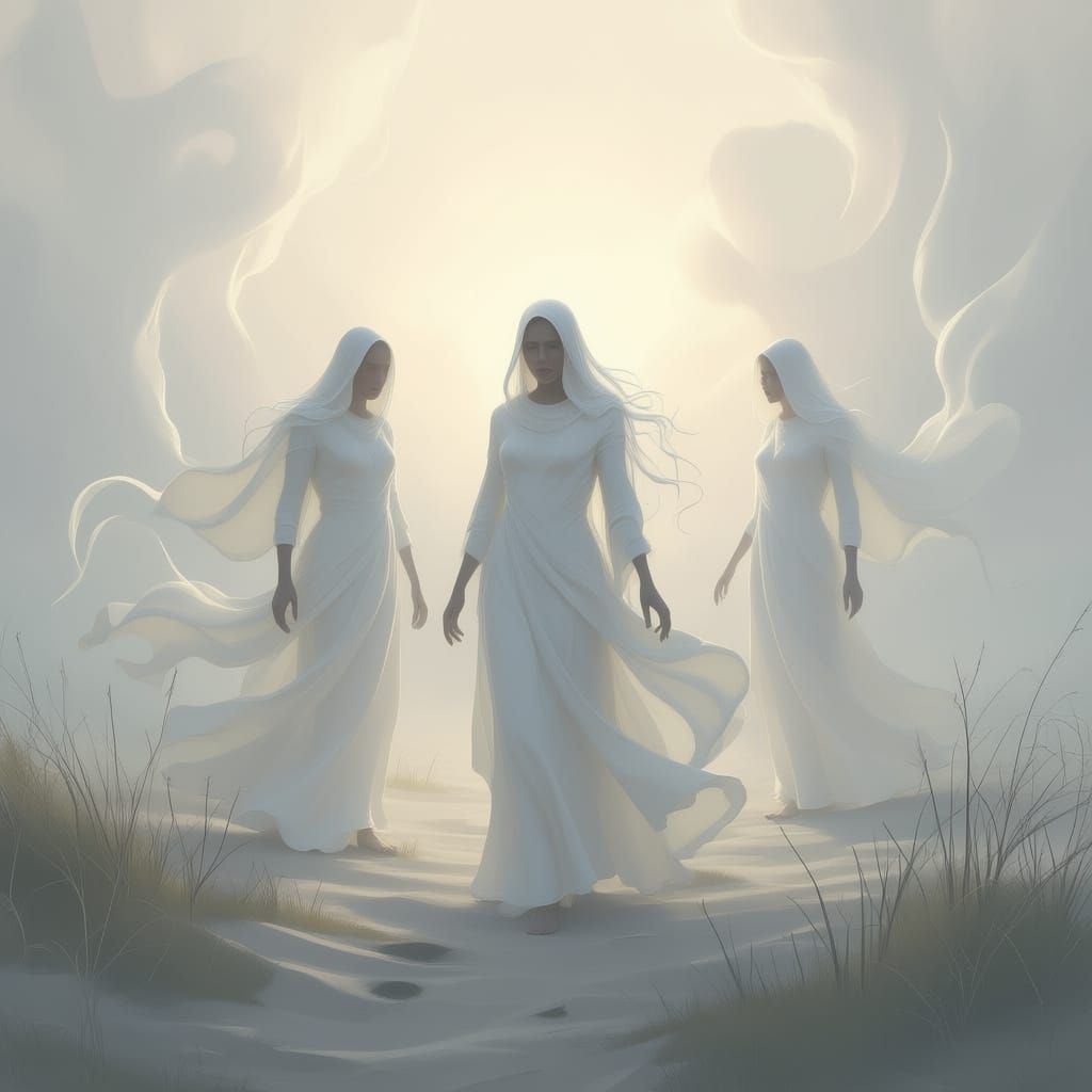 Ethereal Spirits Dancing in Misty Dreamscape