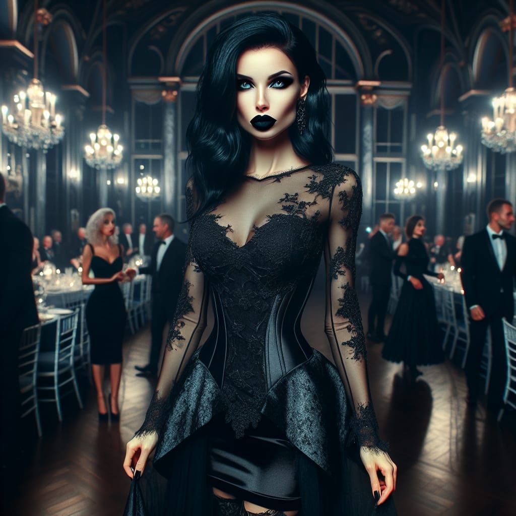Gorgeous Goth Lady in a Grand Gothic Ballroom