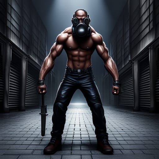 Muscular Men in Police Gear: Detailed Matte Painting