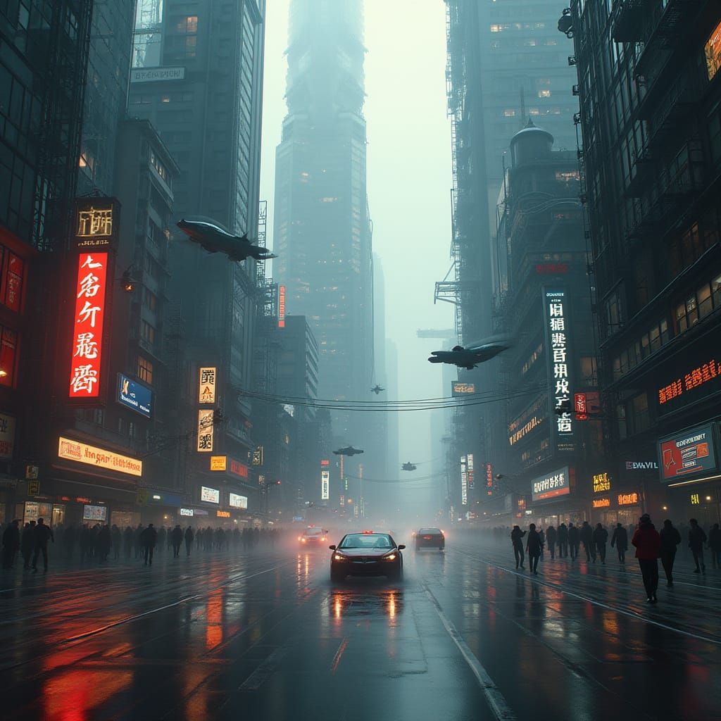 Futuristic Metropolis in Cyberpunk Style