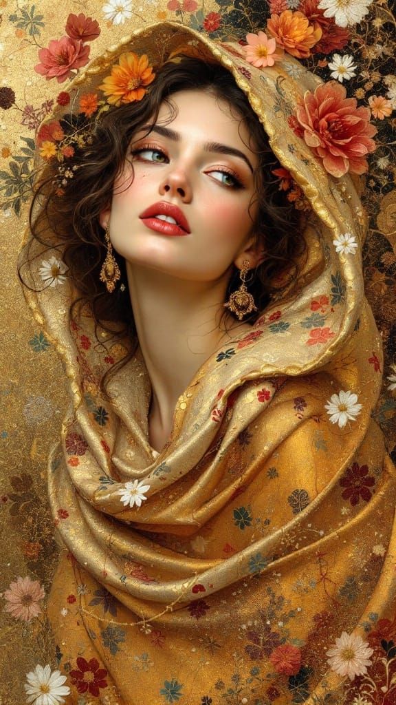 Austrian Art Nouveau Portrait of Elegant Lady