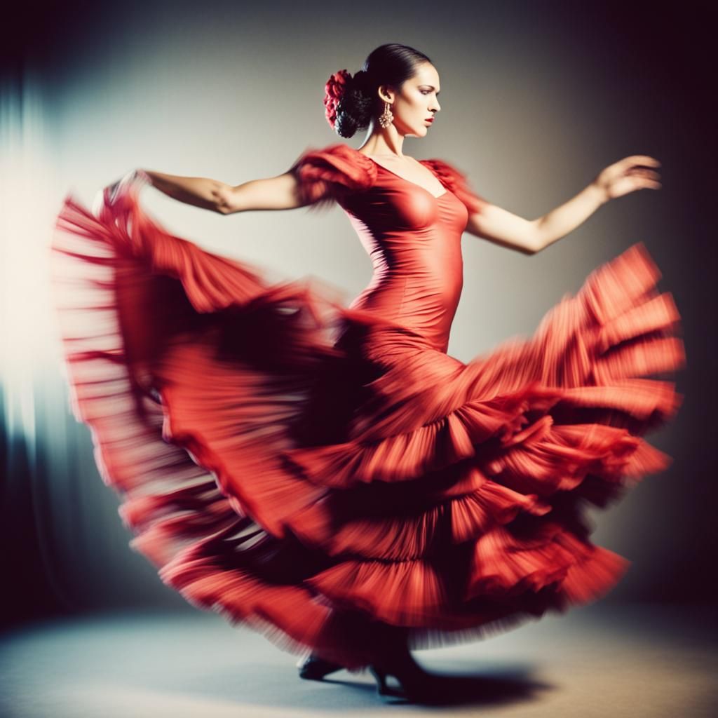 Flamenco Dancer in Motion: Polaroid Style