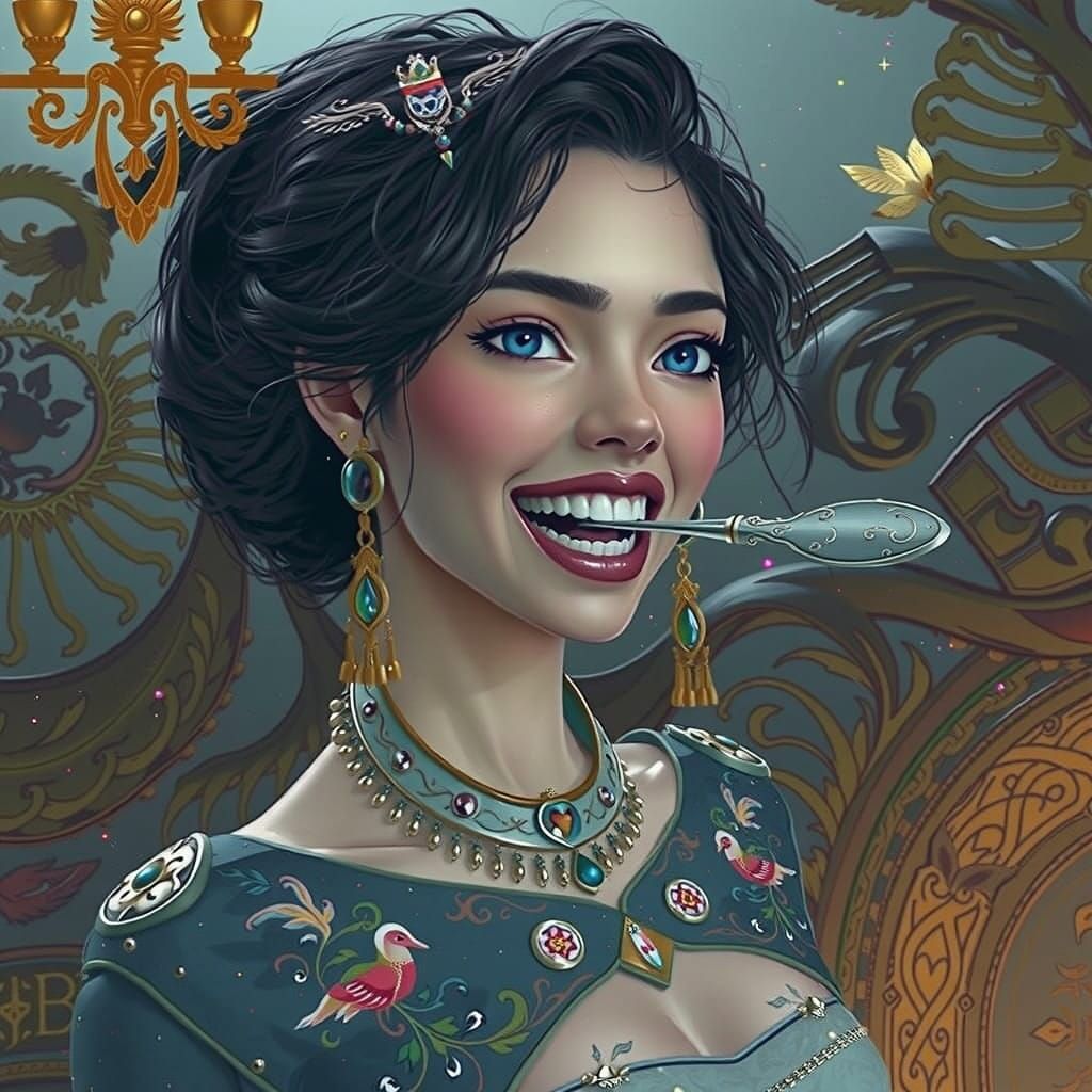 Luxurious Regal Woman in Golden Opulence