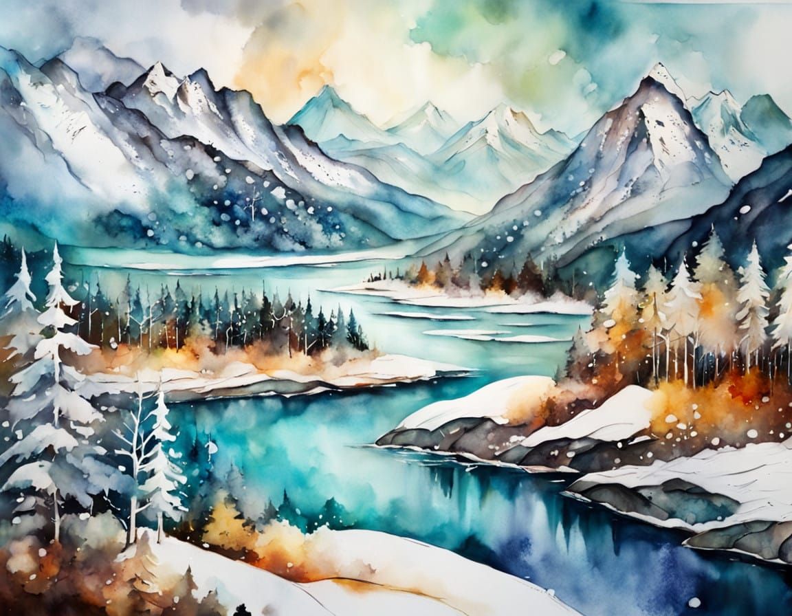 Winter Fjord Panorama in Vibrant Colors