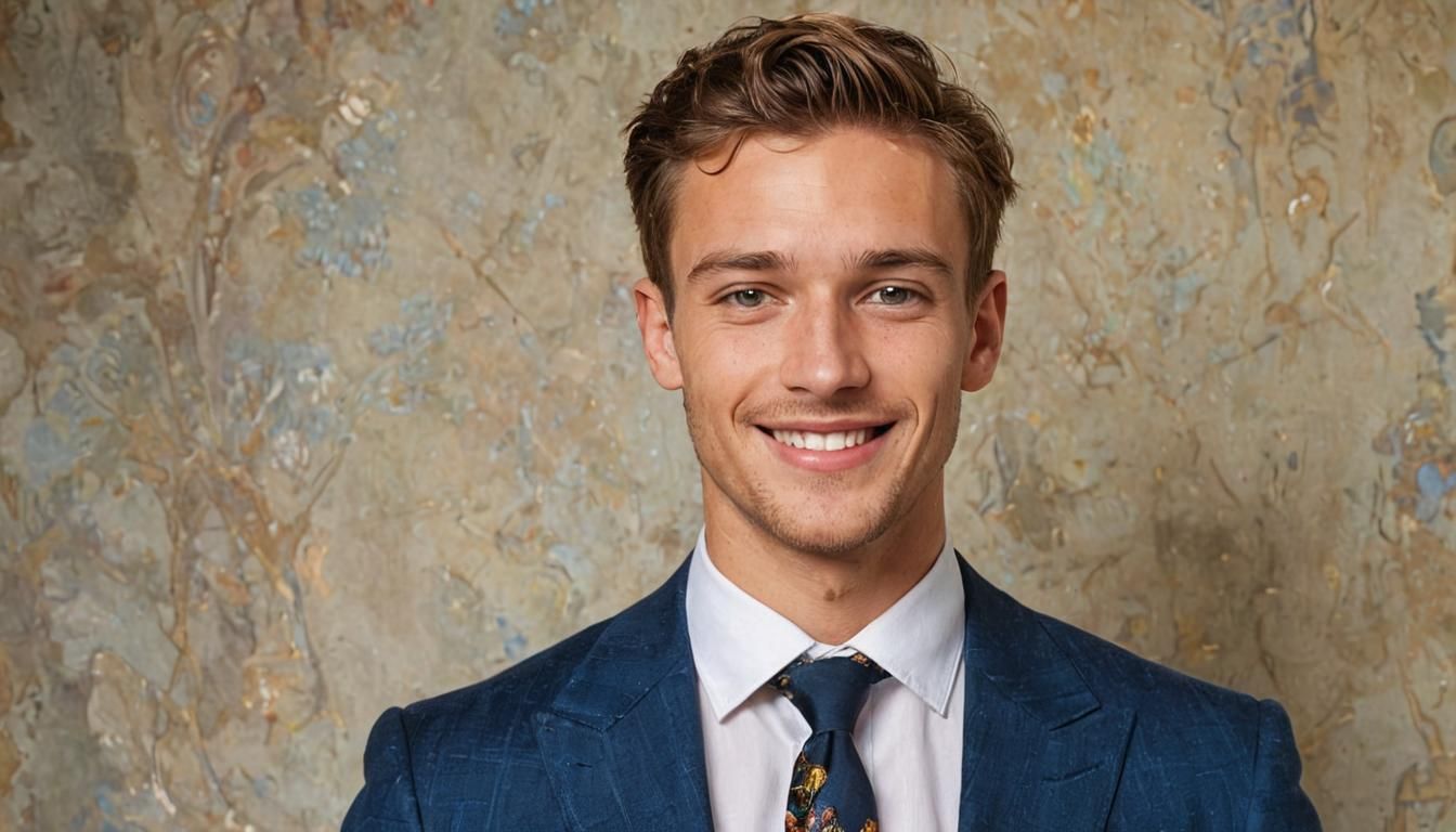 Smiling Man Portrait in Art Deco Style