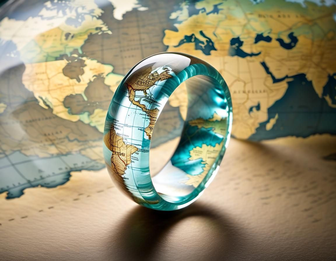 Delicate Glass Ring with Detailed Map Etchings