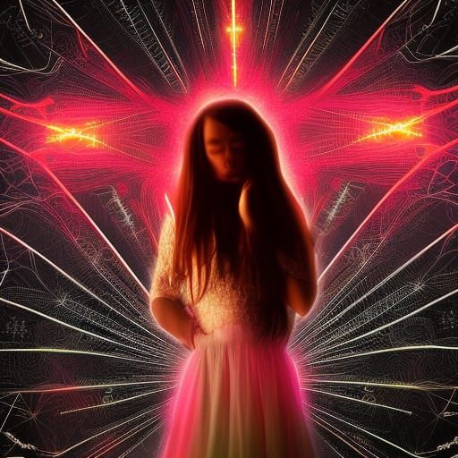 Girl Awakens to Neon Reality in Hyperrealistic Dream