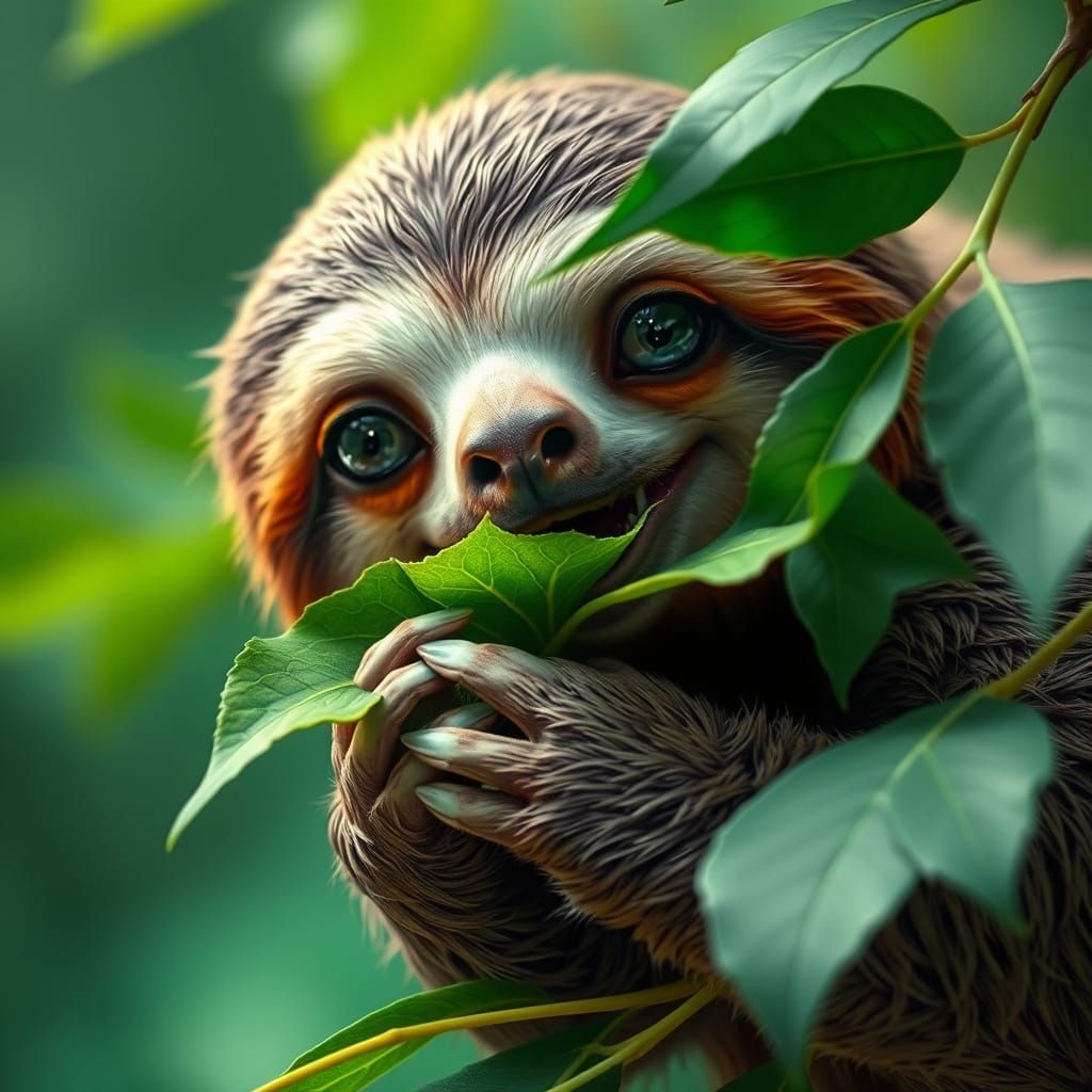 Photorealistic Sloth in Leisurely Repose
