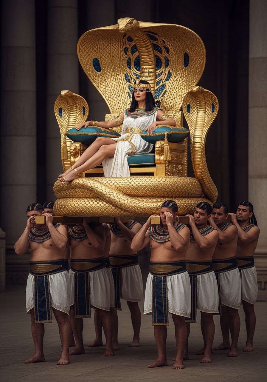 Egyptian Queen on Golden Throne, Professional Photography