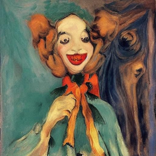 Vampire, Rabbit, and Puppet in Fauvist Style