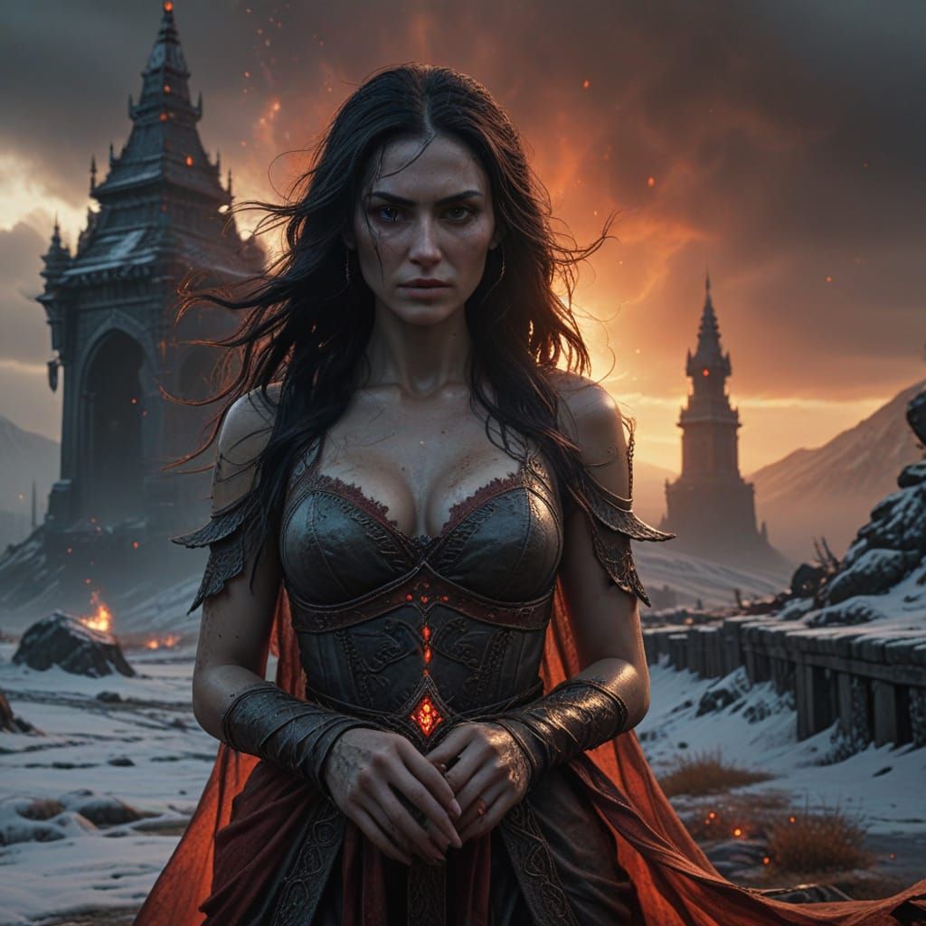 Ethereal Horror-Fantasy Portrait in Apocalyptic Surrealism