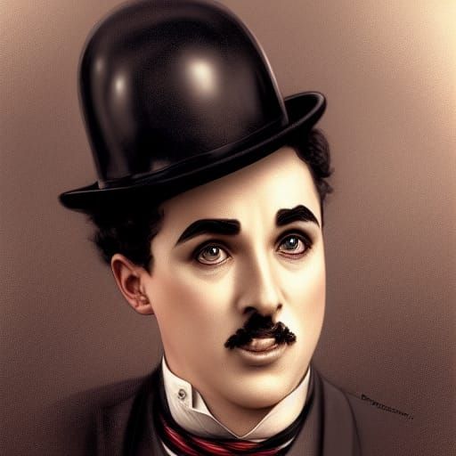 Charlie Chaplin Portrait in Hyperdetailed Style