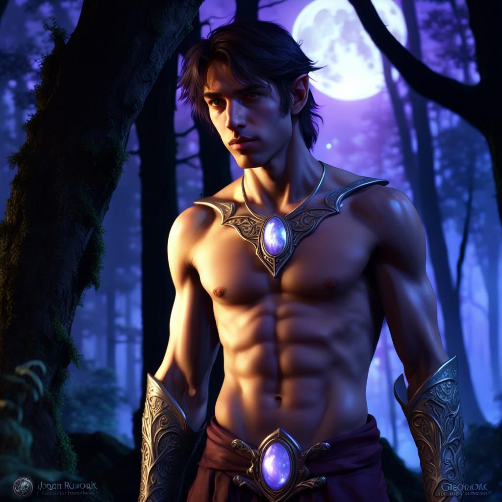 Moonlit Elf in Dark Fantasy Style