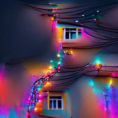 Christmas Lights Illuminate a Festive Night