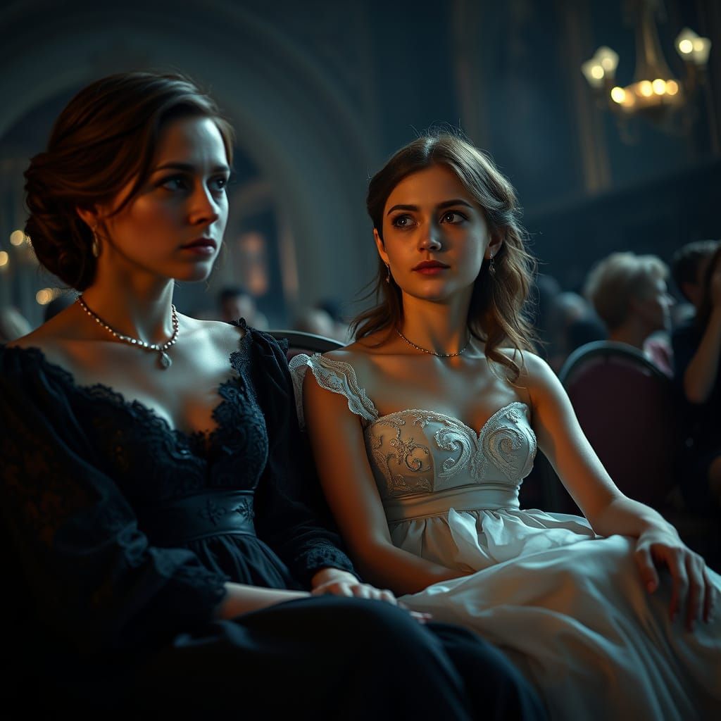 Sisters Expressing Mixed Emotions in Cinematic HDR