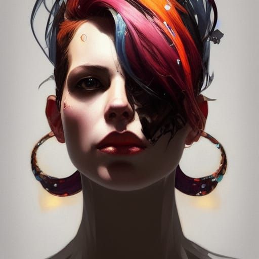 Detailed Punk Portrait in Art Nouveau Style