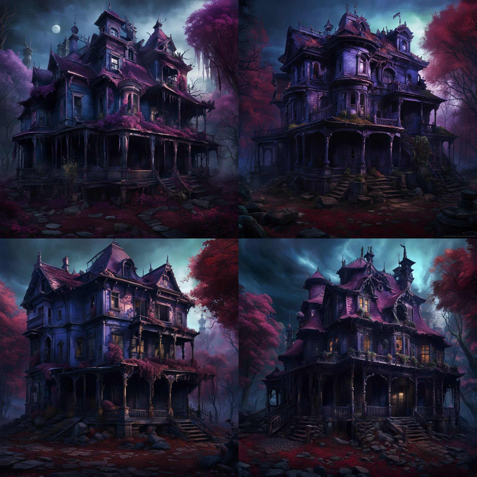 Haunted Decaying Mansion with Indigo Spirits