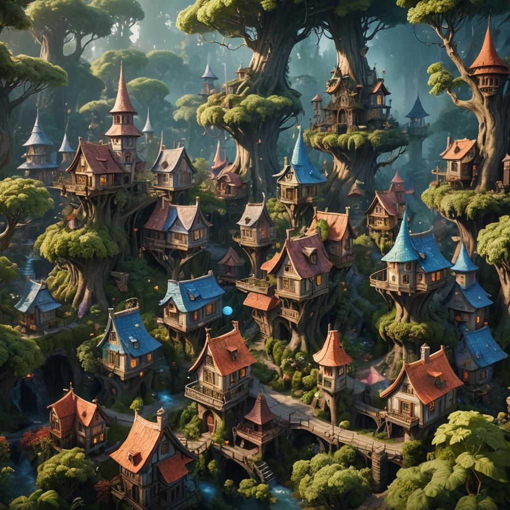 Enchanted Fairy City: A Matte Painting in the Forest