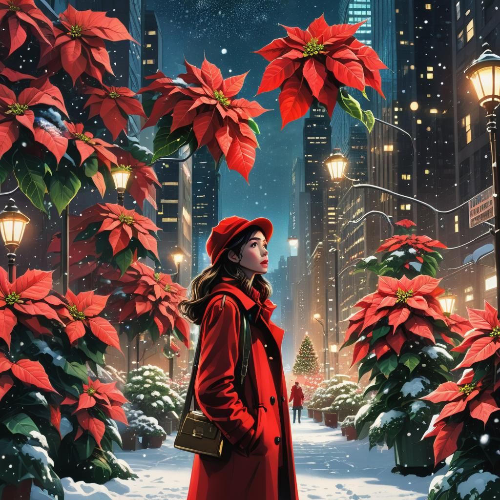 Vibrant Winter Wonder Cityscape in Comic Book Style