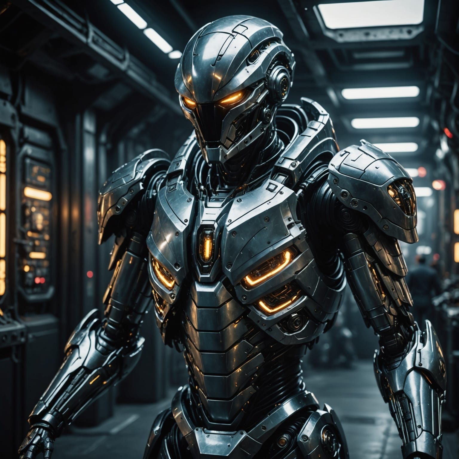 Futuristic Biomechanical Armor With Alien Tech
