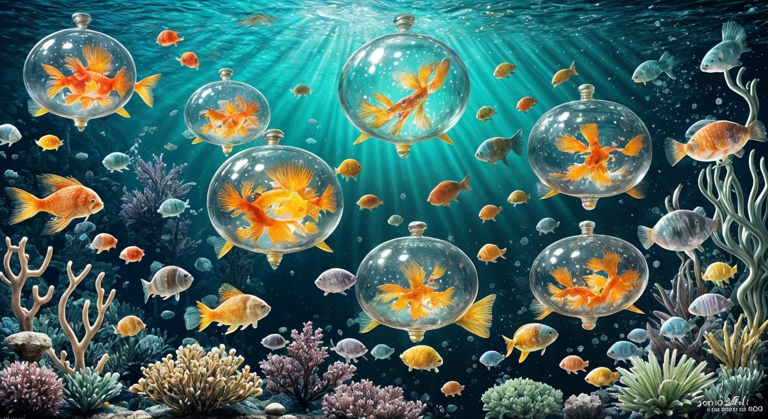 Iridescent Koi in Biopunk Fishbowls