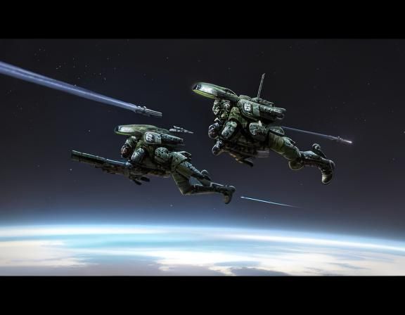 Futuristic Orbital Drop Troopers in Sci-Fi Combat