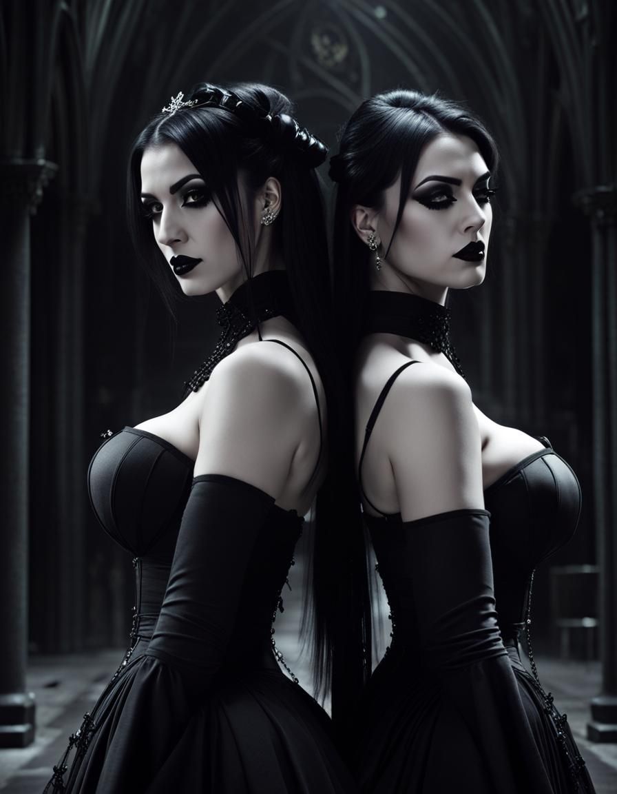 Gothic Cathedral: Two Goth Women in Dark Fantasy