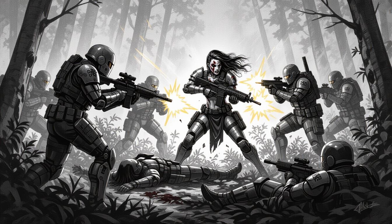 Cyborg Vampire Ambushed Amidst Intense Combat