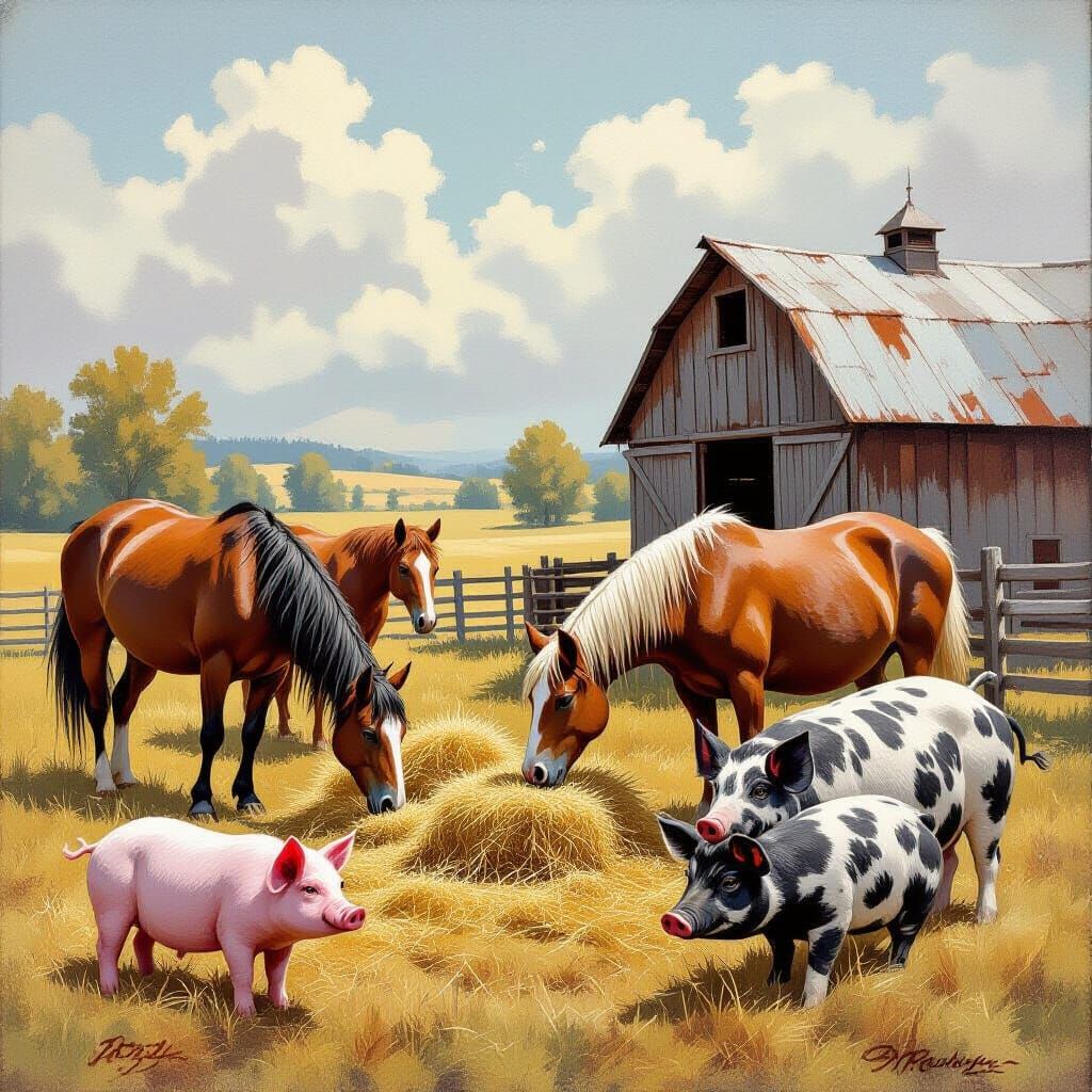 Hay is for horses, also for cows. Pigs can’t eat it because ...