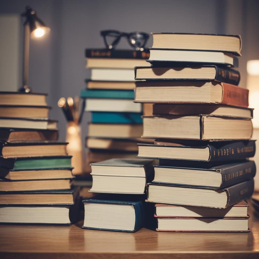 Stack of Books in Natural Light Photography