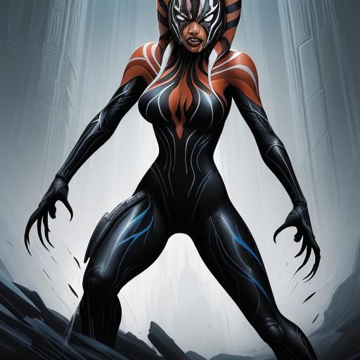 Ahsoka and Venom Symbiote Fusion: Comic Book Art