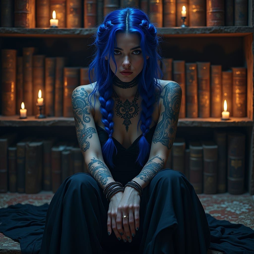 Mysterious Dark Witch in Mystical Sanctum