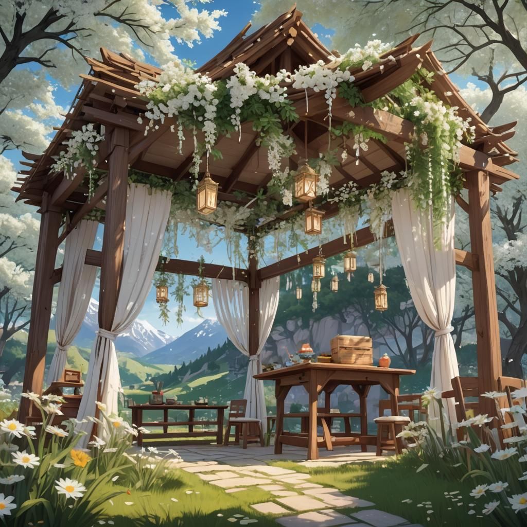 Anime-Style Sukkah with Edelweiss Flowers