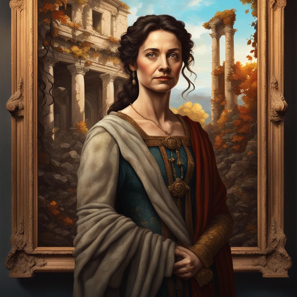 Italian Noblewoman with Roman Ruins Painting