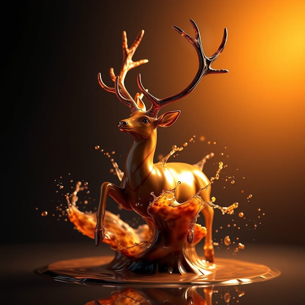 Coffee Stag Leaping: A Photorealistic Fantasy Concept