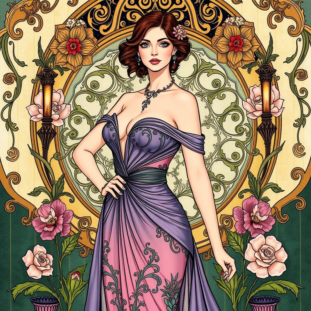 Veronica in Art Nouveau Style with Ornate Details