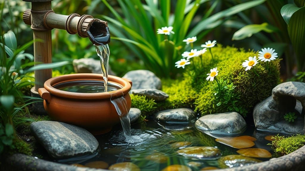 Serene Japanese Zen Garden Oasis of Tranquility in Watercolo...