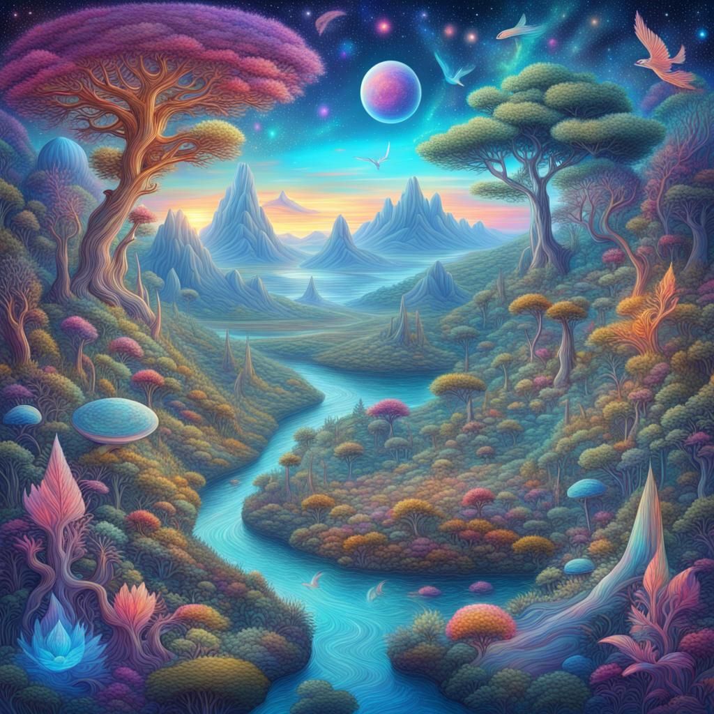 Utopian World: A Cosmic Holographic Illustration