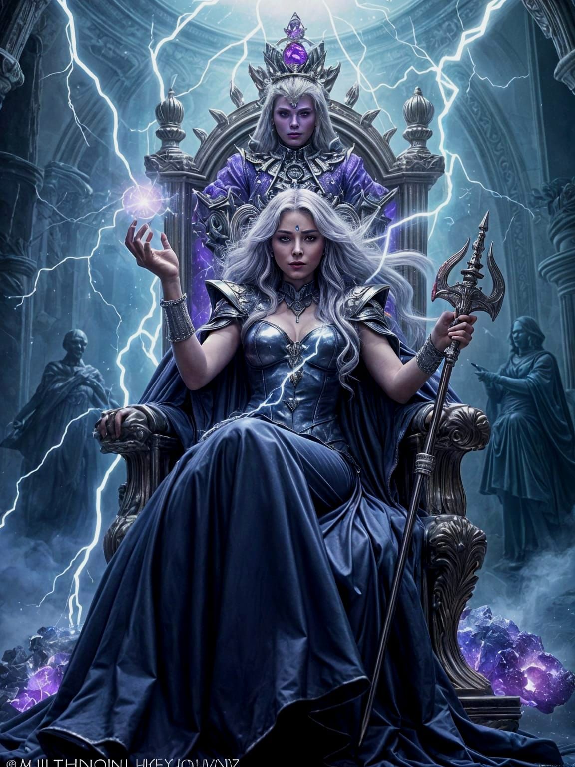 Villain Mastermind Controlling Thunder in Smoky Lair