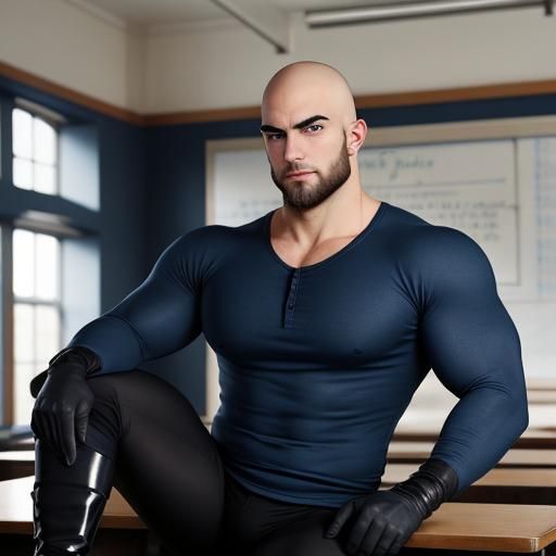 Handsome, Muscular Teacher in School Room Portrait
