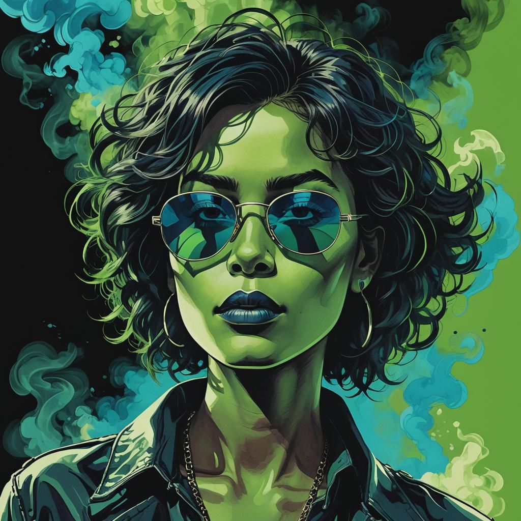 Stylish Figure with Sunglasses in Graphic Novel Style