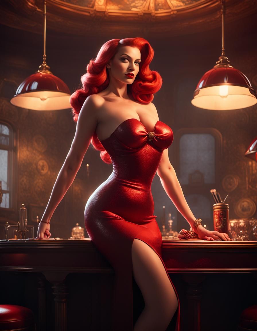 Jessica Rabbit Pin-Up in Dark Fantasy Style