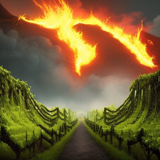 Apocalyptic City Erupting Volcanoes in Digital Matte Paintin...