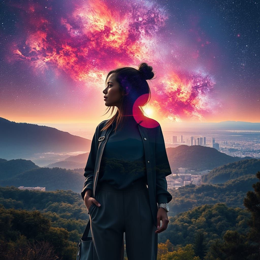 Galaxy Merges with Earth in Double Exposure