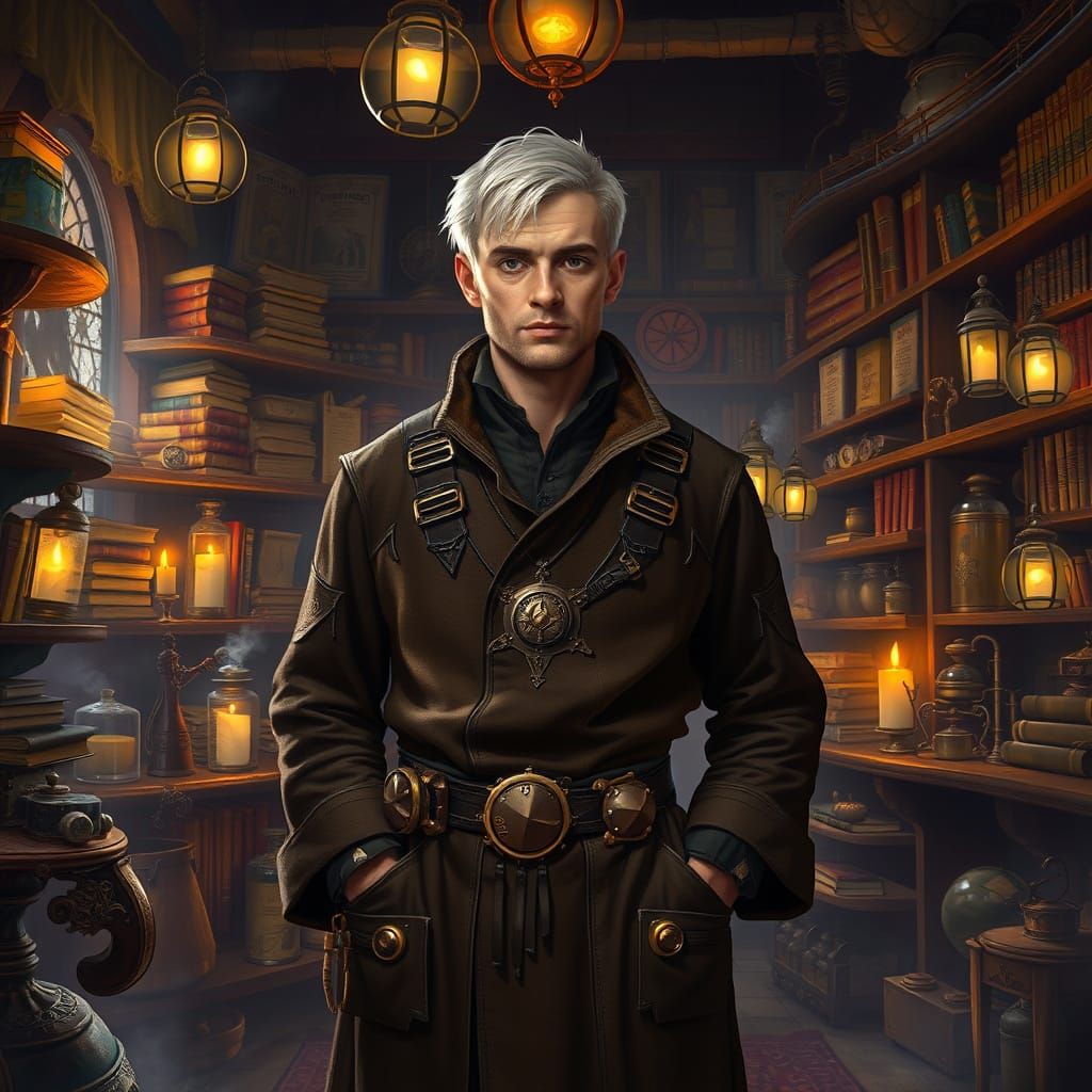 Dark Fantasy Alchemist in Mystical Laboratory