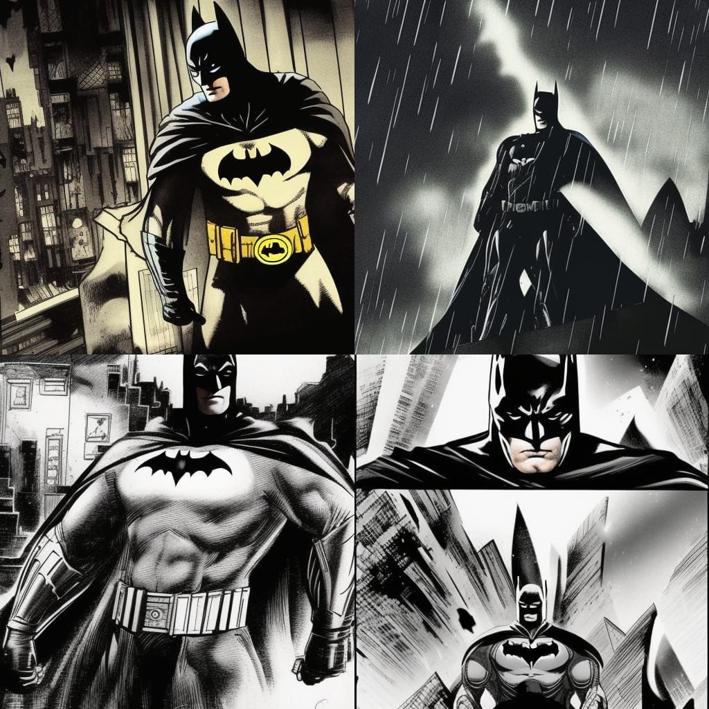 Batman Loneliness in Frank Miller Style