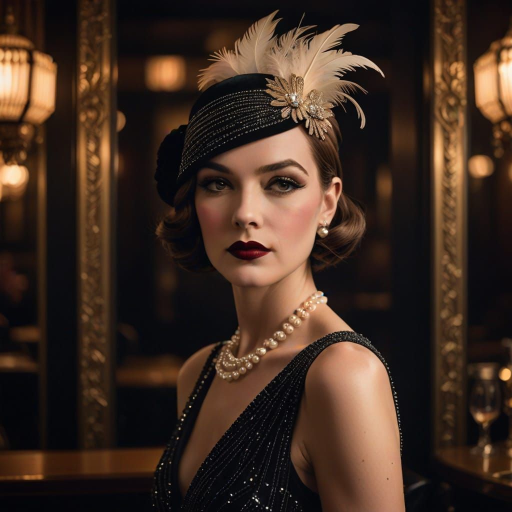 Elegant Woman in Vintage Speakeasy Attire