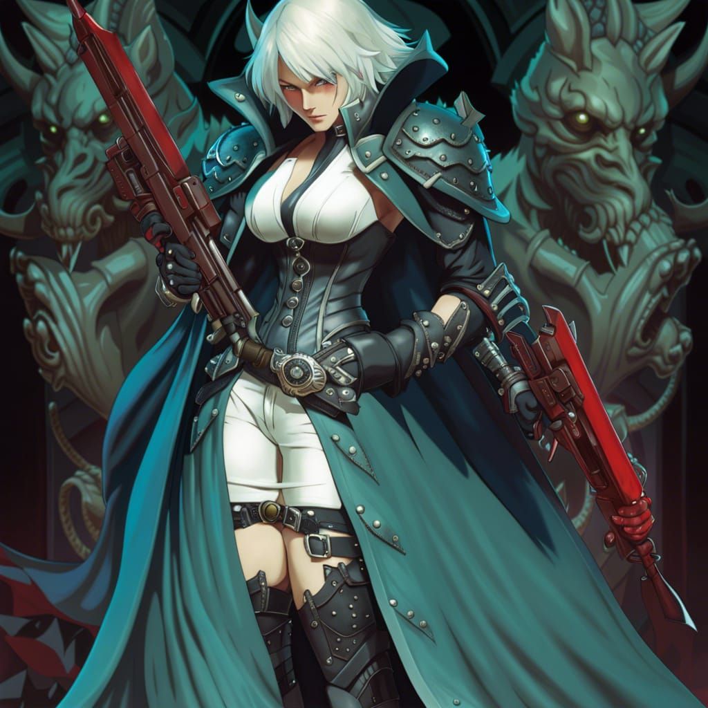 Hyperdetailed Demon Hunter in Dark Fantasy Style