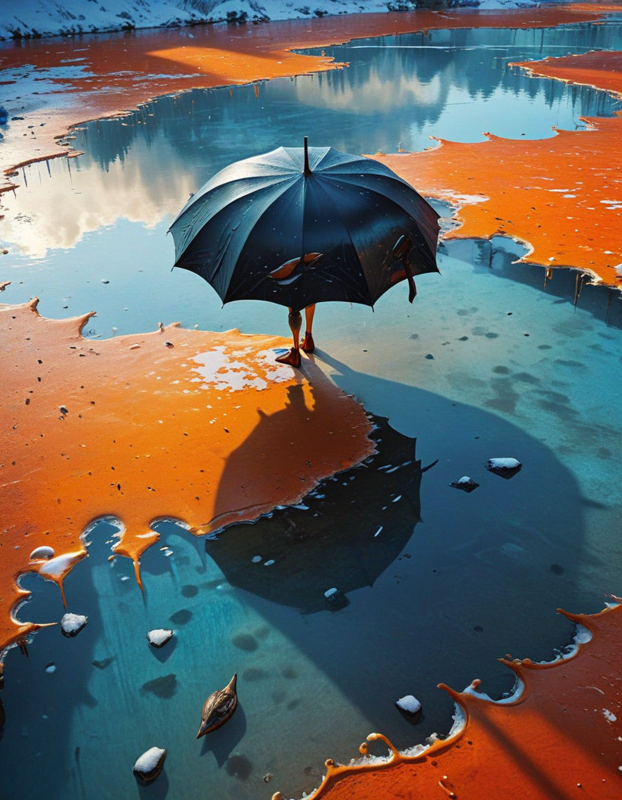 Ethereal Duck in Dreamlike Snowscape